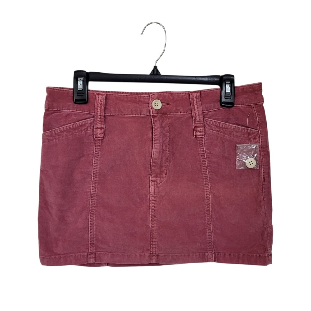 Free People Corduroy Mini Skirt Pink Rose Size 6 Five Pocket Zip Fly Casual
